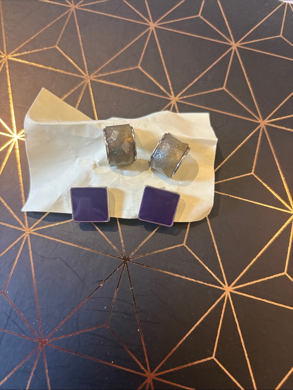 Purple Square Stud Earrings - Women's Fashion Accessories
